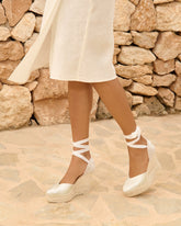 Satin Heart-Shaped Wedge Espadrilles |