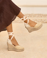 Suede Heart-Shaped Wedge Espadrilles |