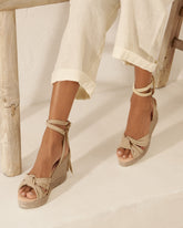 Suede Wedge Espadrilles With Knot |