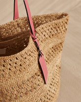 Weaving Raffia and Leather Basket Bag |