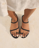 Leather Braid Toe Ring Sandals |
