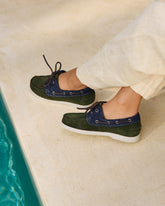 Swan Suede & Denim Boat Shoes |