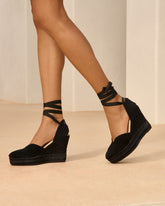 Suede Heart-Shaped Wedge Espadrilles |