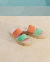Suede Double Sole<br />Two Bands Sandals |