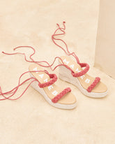 Soft Suede Two Braided Bands Wedge Espadrilles |
