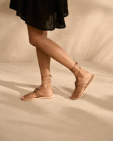 Mer Leather And Resin Lace-Up Ring Sandals |