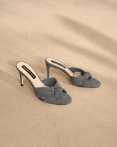 Sophie Suede Knot Mule Heels |