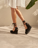 Suede Heart-Shaped Wedge Espadrilles |