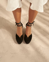 Suede Heart-Shaped Wedge Espadrilles |