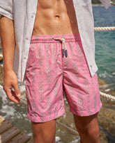 Printed Ikat With Palm Swim Shorts - Men's Special Prices Swimwear | 