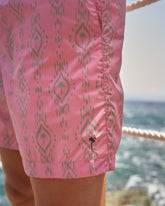 Printed Ikat With Palm Swim Shorts - Men's Special Prices Swimwear | 