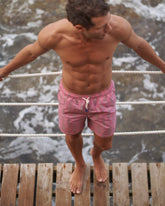 Printed Ikat With Palm Swim Shorts - Men's Special Prices Swimwear | 