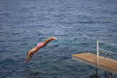 Printed Ikat With Palm Swim Shorts - Men's Special Prices | 