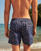 Stone Washed Printed Nylon Swim Shorts - Printed Swimshorts | 