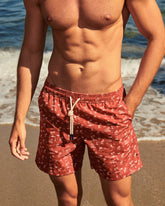 Stone Washed Printed Nylon Swim Shorts - Men's Swimwear | 