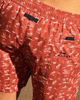 Stone Washed Printed Nylon Swim Shorts - Men's Swimwear | 