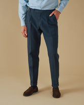 Blend Cotton Gabardine Savana Trousers Belt - Men's Pants | 