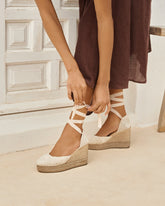 Cotton Crochet Wedge Espadrilles - Women's Bestsellers | 