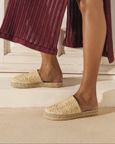 Coarse Woven Raffia Chunky Mules - Women's Mules | 