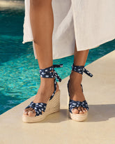 Silk Wedge Espadrilles With Knot - Women's Wedges | 