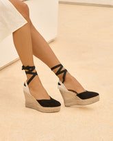 Suede Heart-Shaped Wedge Espadrilles - Women's Shoes | 