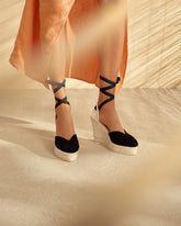 Suede Heart-Shaped Wedge Espadrilles - Women's Shoes | 