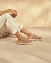 Suede Double Sole<br />Two Bands Sandals - Women's Sandals | 