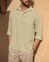 Washed Linen Panama Shirt - Men's Clothing | 