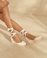 Satin Low Wedge Espadrilles - Women's Shoes | 