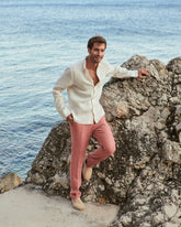 Washed Linen Panama Shirt - Men's Clothing | 