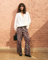 Printed Silk Cotton Voile Marbella Trousers - Women's Pants & Shorts | 