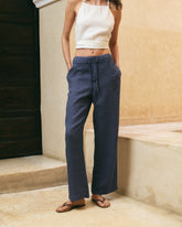 Linen Belem Trousers - L24BM - Vintage Navy | 