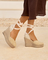 Suede Heart-Shaped Wedge Espadrilles - Women's Shoes | 