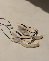 Sienna Leather Thongs Lace-Up<br />Wedge Espadrilles - Women's Bestsellers | 