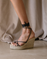 Sienna Leather Thongs Lace-Up<br />Wedge Espadrilles - Women's Bestsellers | 