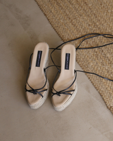 Sienna Leather Thongs Lace-Up<br />Wedge Espadrilles | 