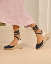 Suede Low Wedge Espadrilles - Women's Shoes | 