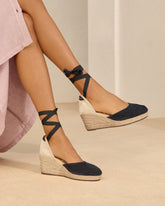 Suede Low Wedge Espadrilles - Women's Shoes | 