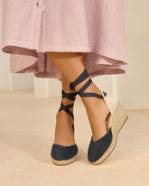 Suede Low Wedge Espadrilles - Women's Shoes | 