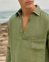 Washed Linen Nassau Polo Shirt - Men's Special Prices | 
