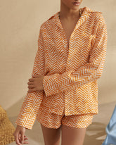 Printed Washed Linen Natal Shirt - Women's Special Prices Clothing | 