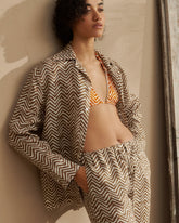 Printed Washed Linen Natal Shirt - Women's Special Prices Clothing | 
