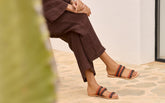 Raffia Stripes Leather Sandals - Women's Special Prices | 