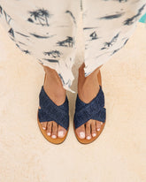 Raffia Leather Sandals - Women's Sandals | 