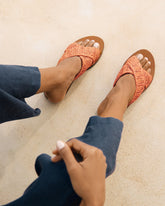 Raffia Leather Sandals - Women's Sandals | 