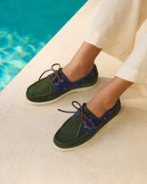 Swan Suede & Denim Boat Shoes - Women's Boat Shoes | 