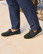 Swan Suede & Denim Boat Shoes - Men's Boat Shoes | 