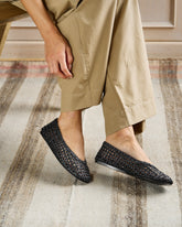Leather Woven Ballet Flats - Ballet Flats | 