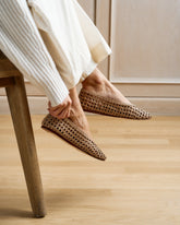 Leather Woven Ballet Flats - Ballet Flats | 