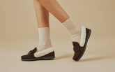 Suede Mocassins With Faux Fur - Women's Special Prices Shoes | 